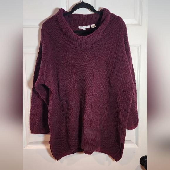Eight Eight Eight Plum Cozy Knit Cowl Neck Sweater 2X - Picture 1 of 5